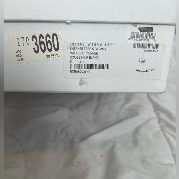 BRAND: BALENCIAGA 
MAILLE RETOURNEE ROUGE NOIR BLANC 
SIZE: 43/ US 10
COLOR: RED - Picture 6 of 6